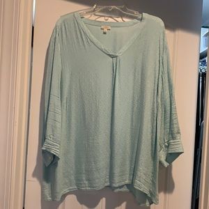 Talbots Aqua popover top 3/4 length sleeves